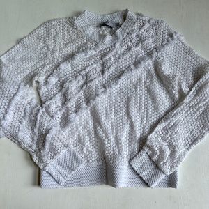 GOEN.J White Crochet Knit Jumper Sweater